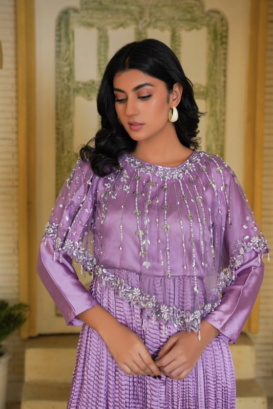 Latest Fashion Statement Lavender Luxe Lumière Lines Cape | Capes For Girls