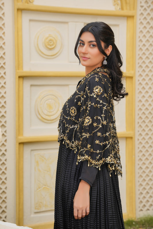 Midnight Majestic Black Golden Allure Cape