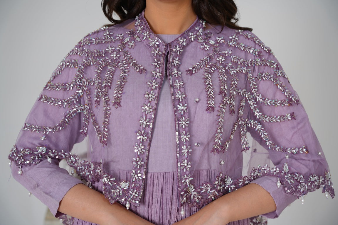 Majestic Long Tails Cape in Enchanting Lilac πβ¨