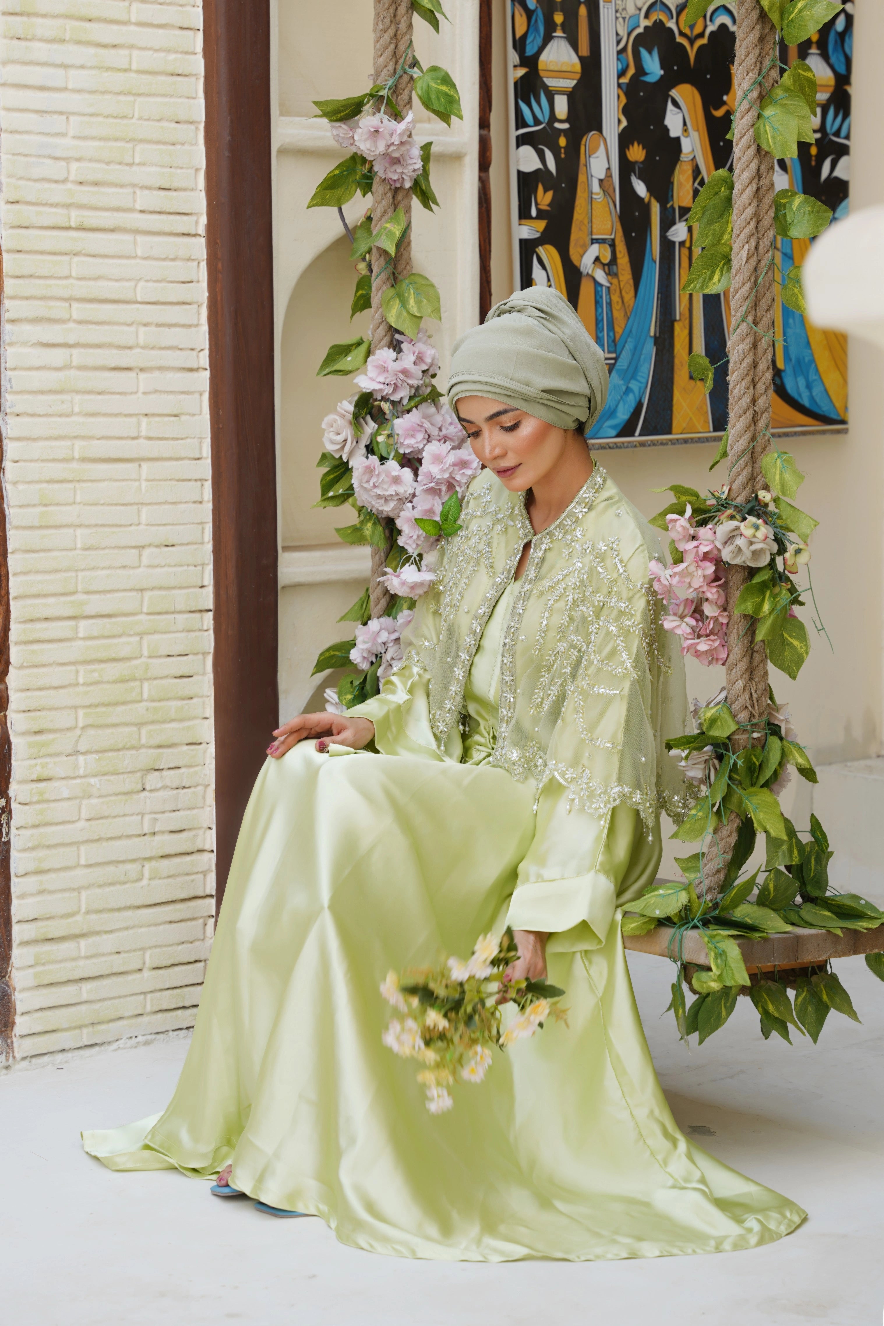 Pistachio Grove Abaya & Cape Set