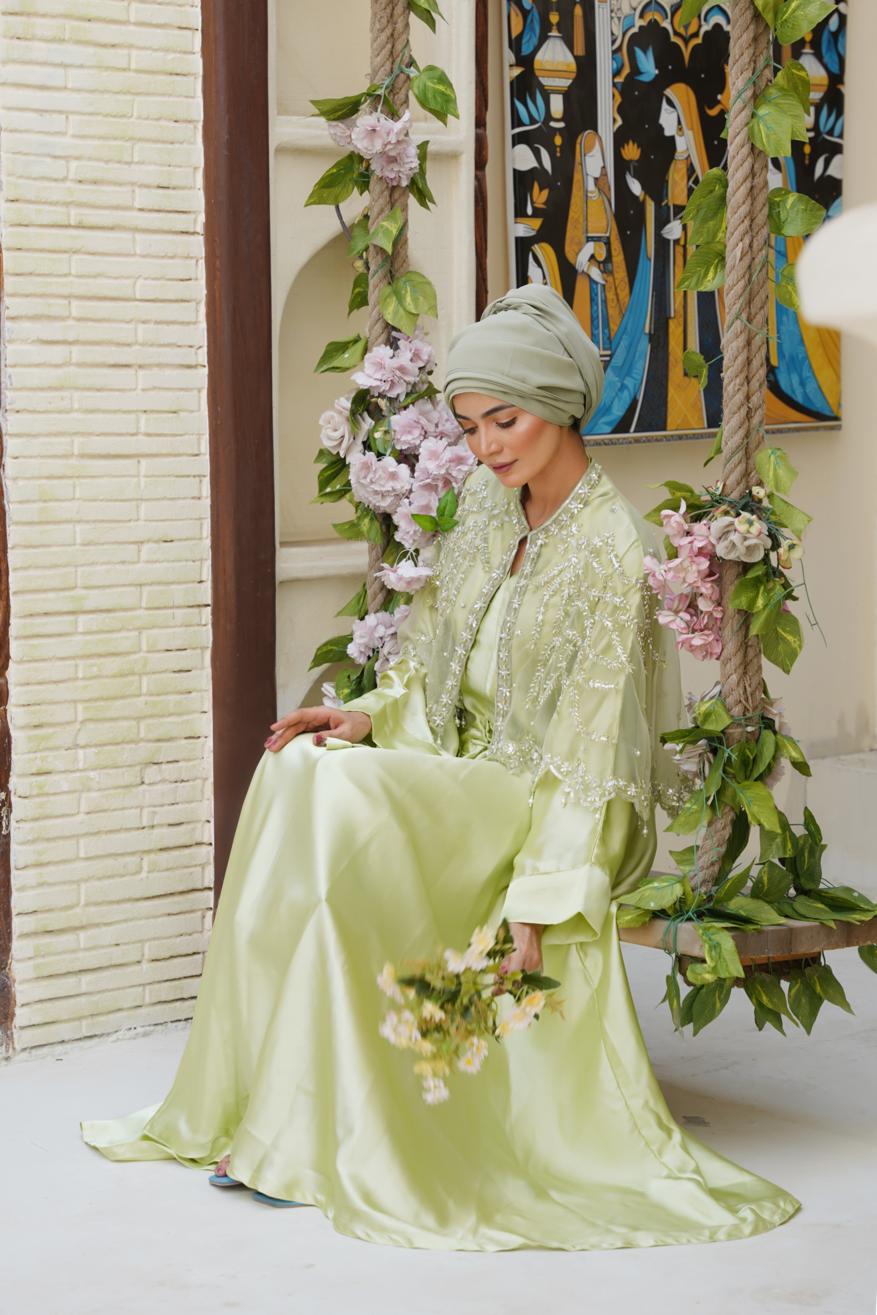Pistachio Grove Abaya & Cape Set