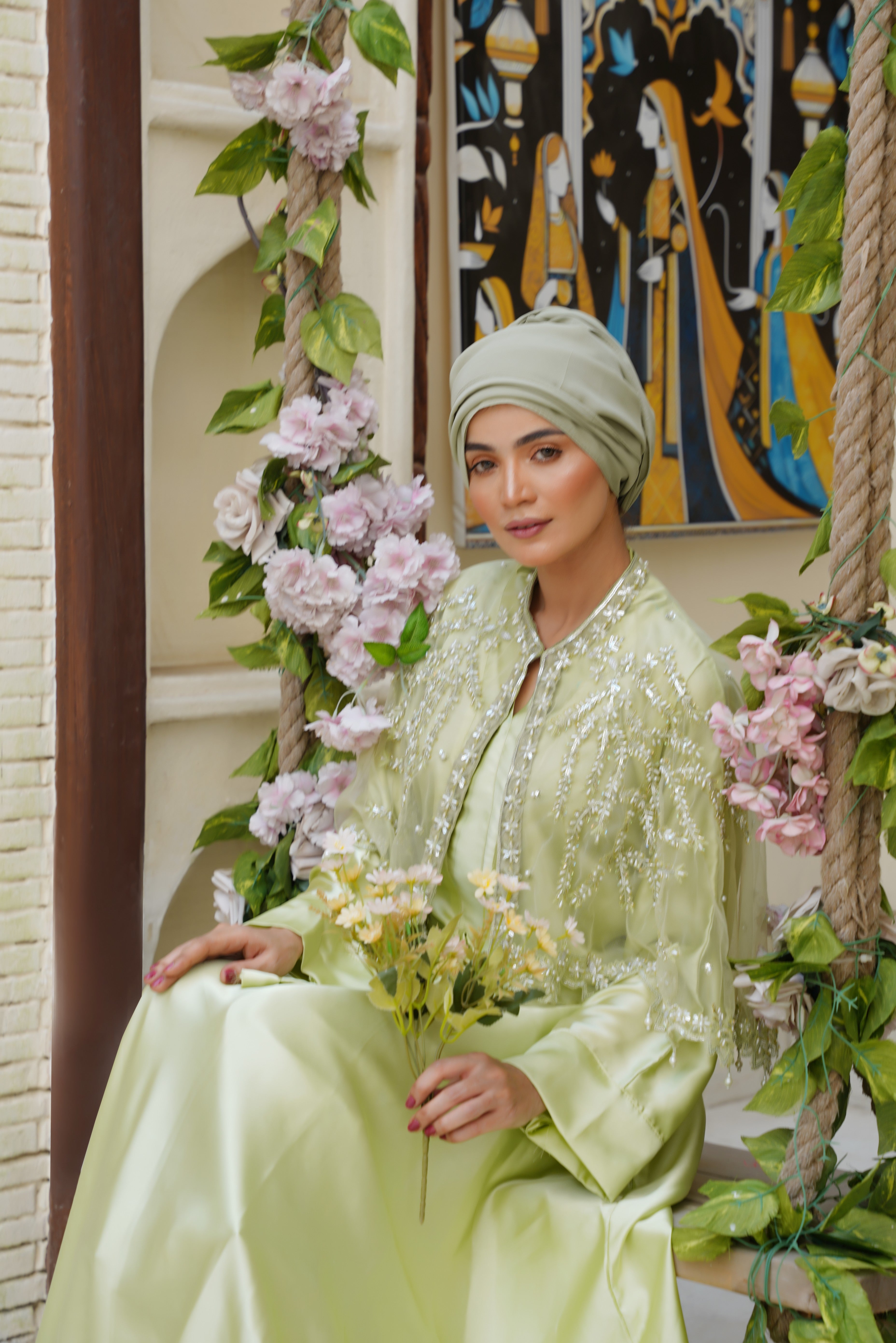 Pistachio Grove Abaya & Cape Set