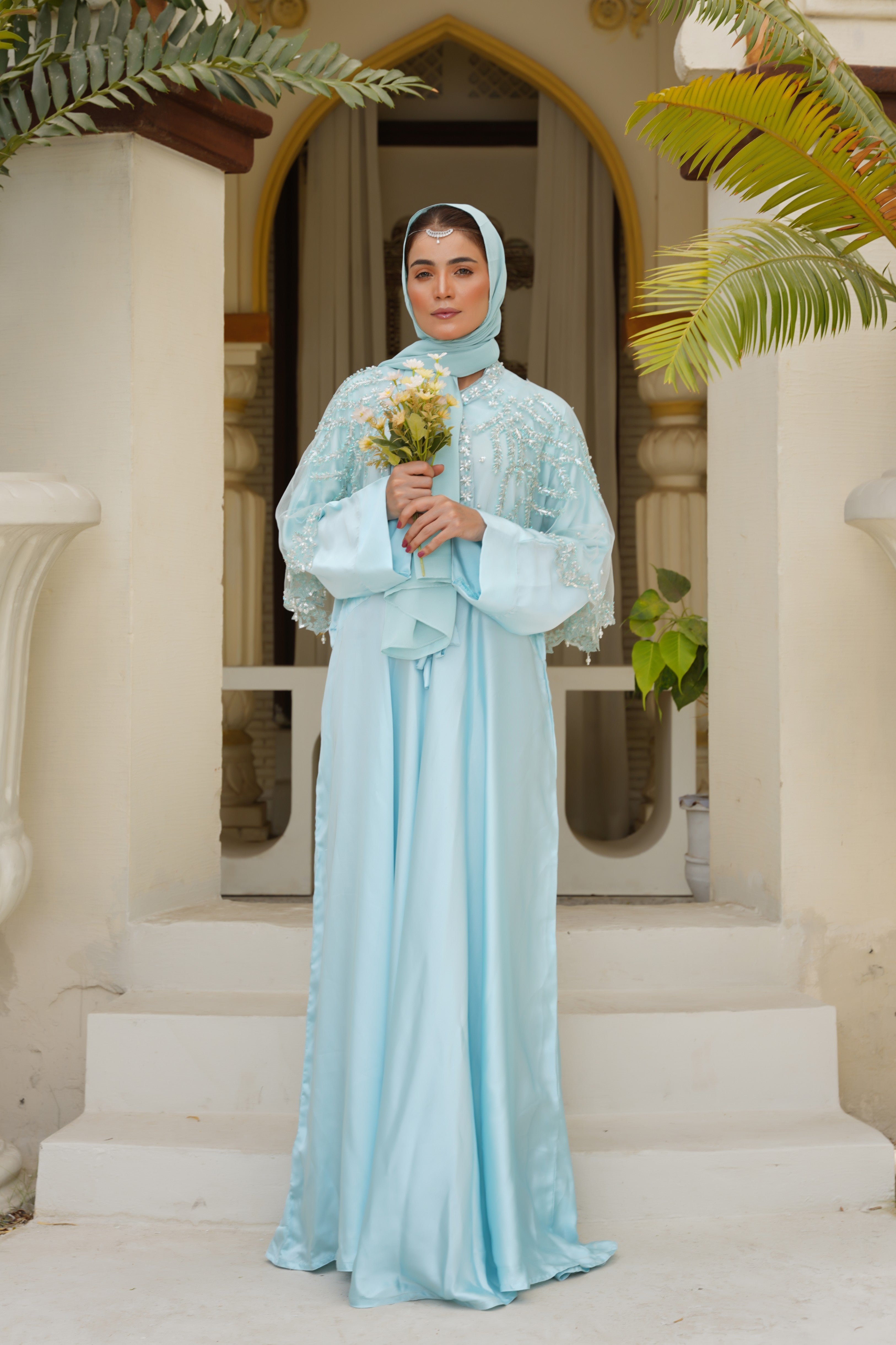 Pearl Cascade Abaya & Cape Set