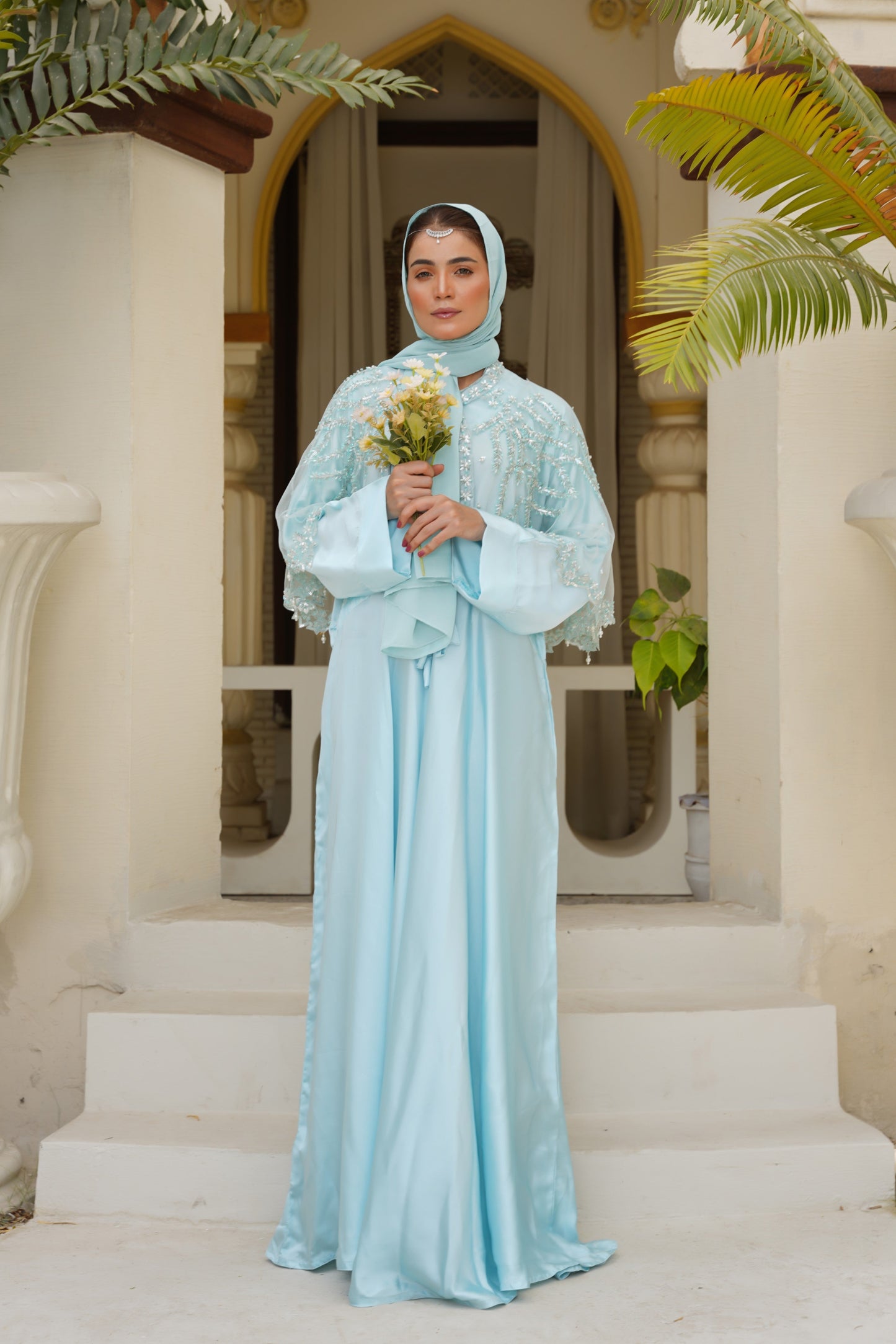 Pearl Cascade Abaya & Cape Set