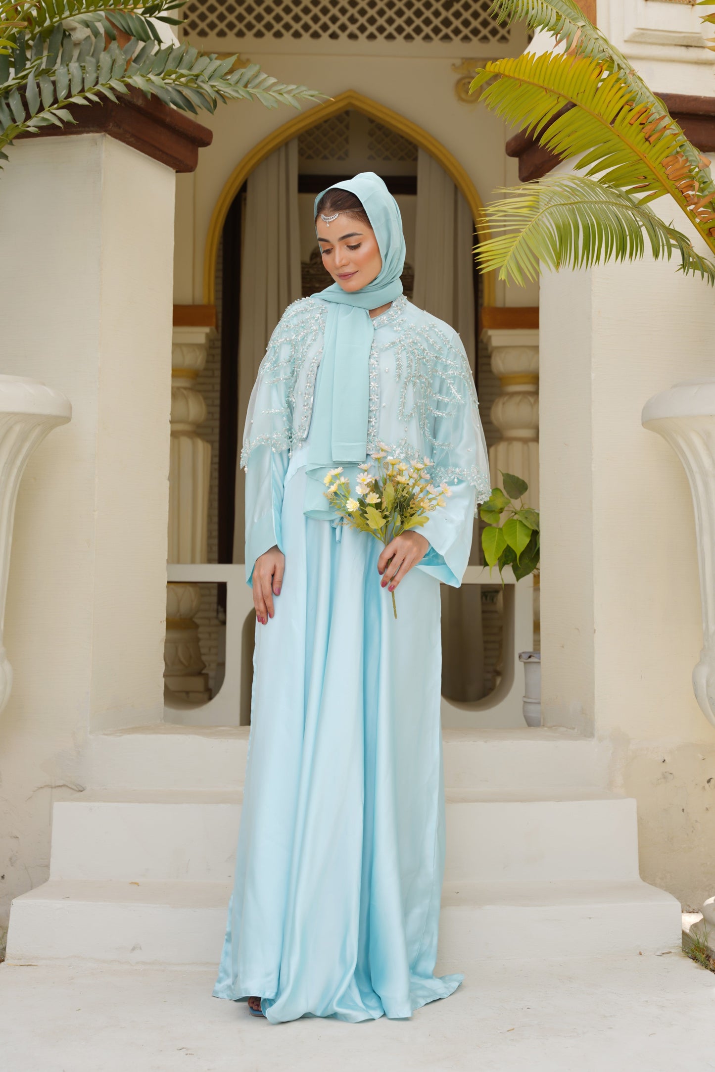Pearl Cascade Abaya & Cape Set