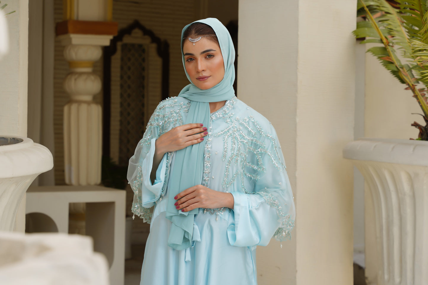 Pearl Cascade Abaya & Cape Set