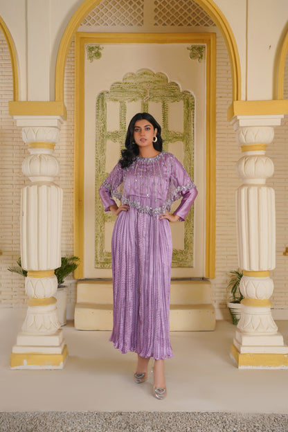 Lavender Luxe With Lumière Lines Cape & Embellished Crush Maxi