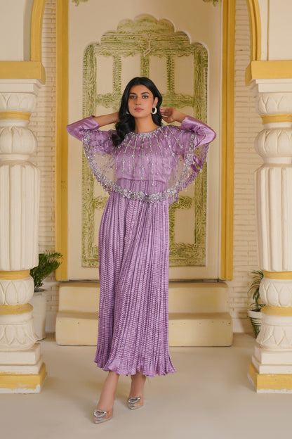 Lavender Luxe With Lumière Lines Cape & Embellished Crush Maxi