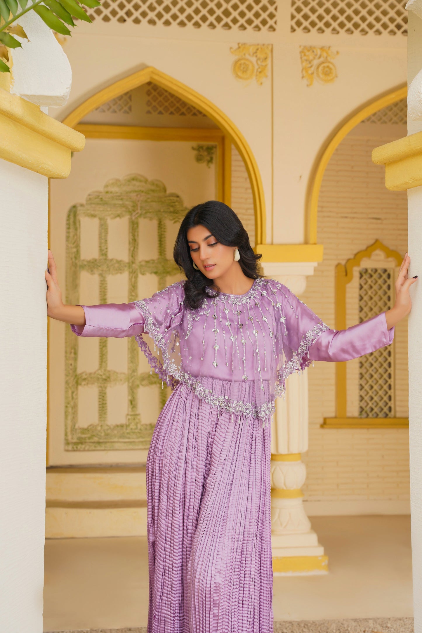 Lavender Luxe With Lumière Lines Cape & Embellished Crush Maxi