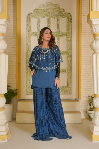 Shine in Zinc With Lumiere Lines Cape | Crush Sharara and Short Shirt | Best Wedding Dress for Girls