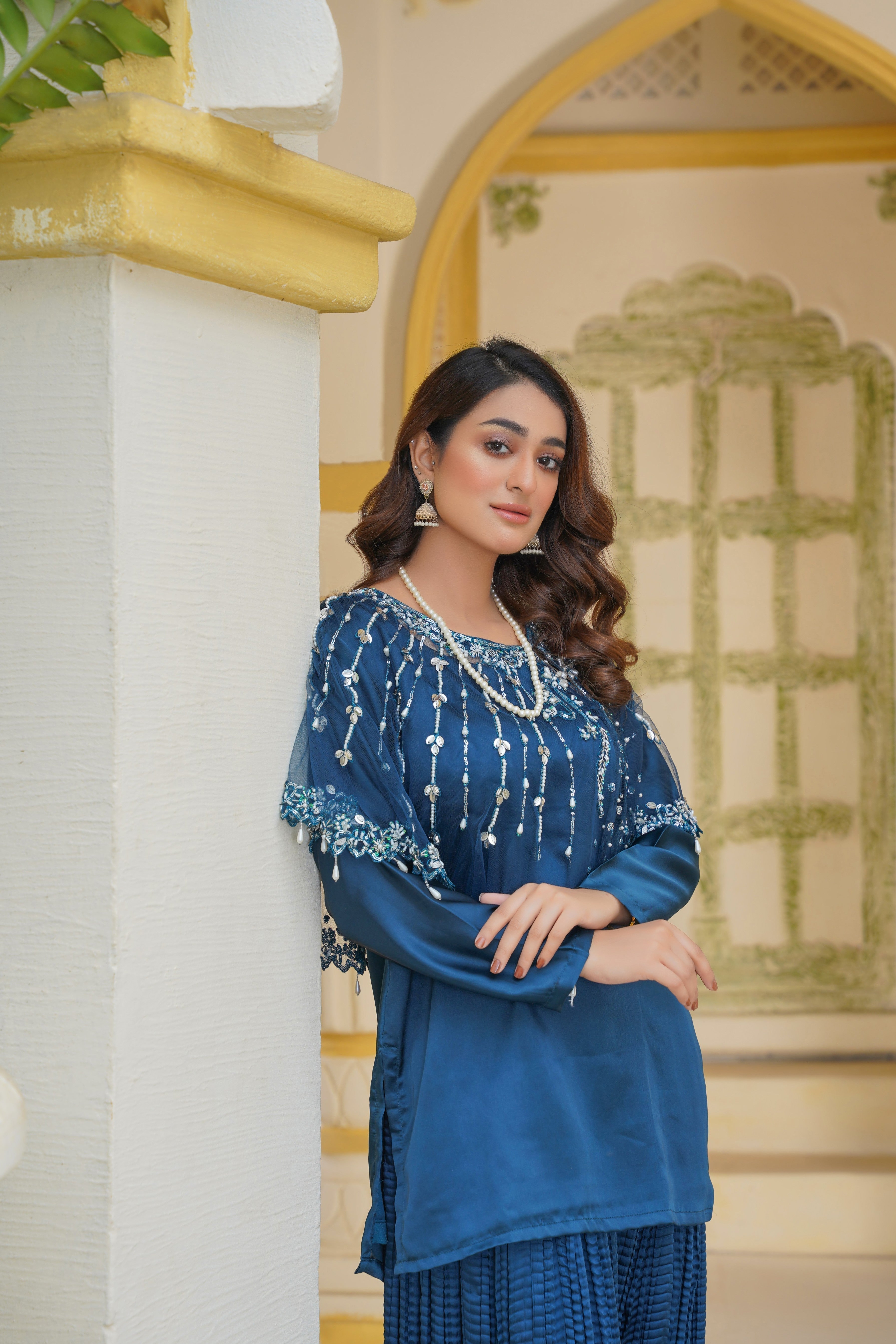 Shine in Zinc With Lumiere Lines Cape | Crush Sharara and Short Shirt | Best Wedding Dress for Girls