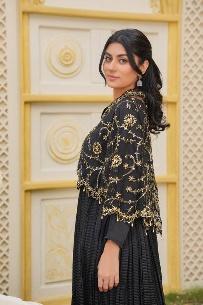 Midnight Majestic Black Golden Allure Cape
