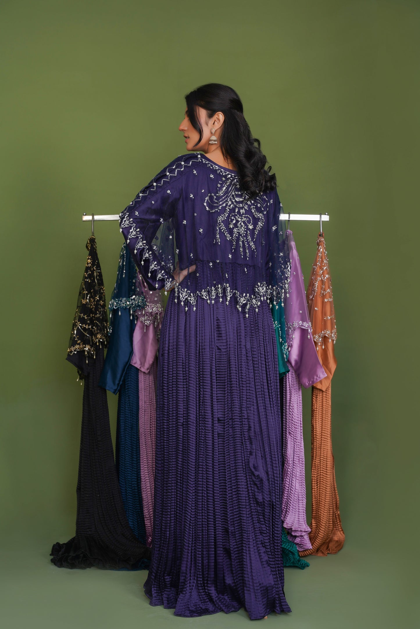 Serene in Sapphire Blue In Viora Majestic Cape & Luxe Crush  Flarry Maxi