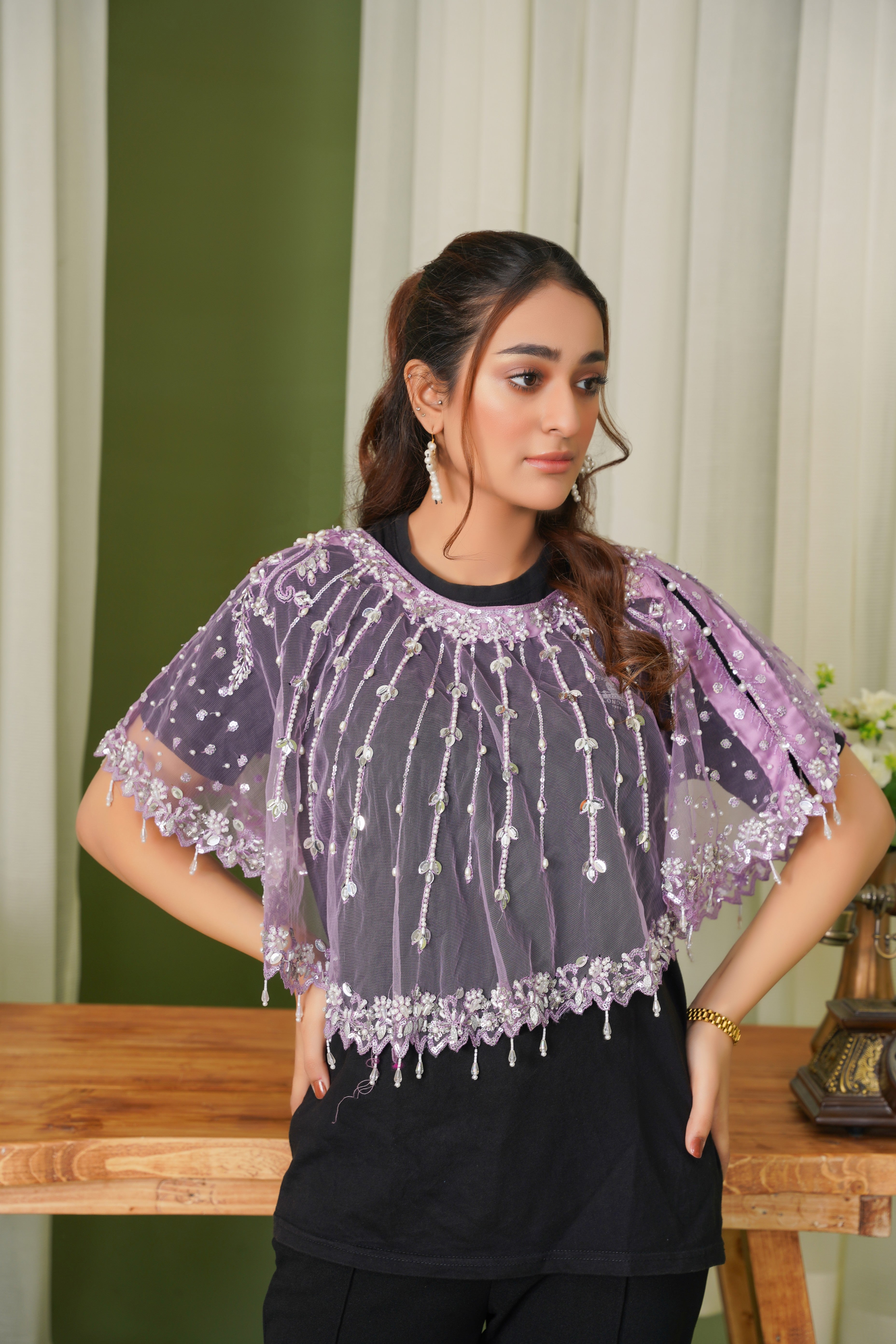 Latest Fashion Statement Lavender Luxe Lumière Lines Cape | Capes For Girls