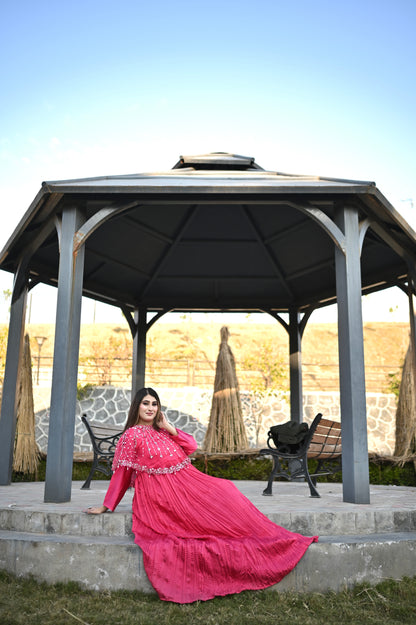 Shine in Pink With Lumière Lines Cape & Embellished Crush Maxi