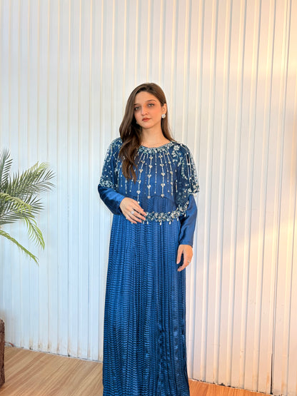 Shine in Zinc With Lumière Lines Cape & Embellished Crush Maxi