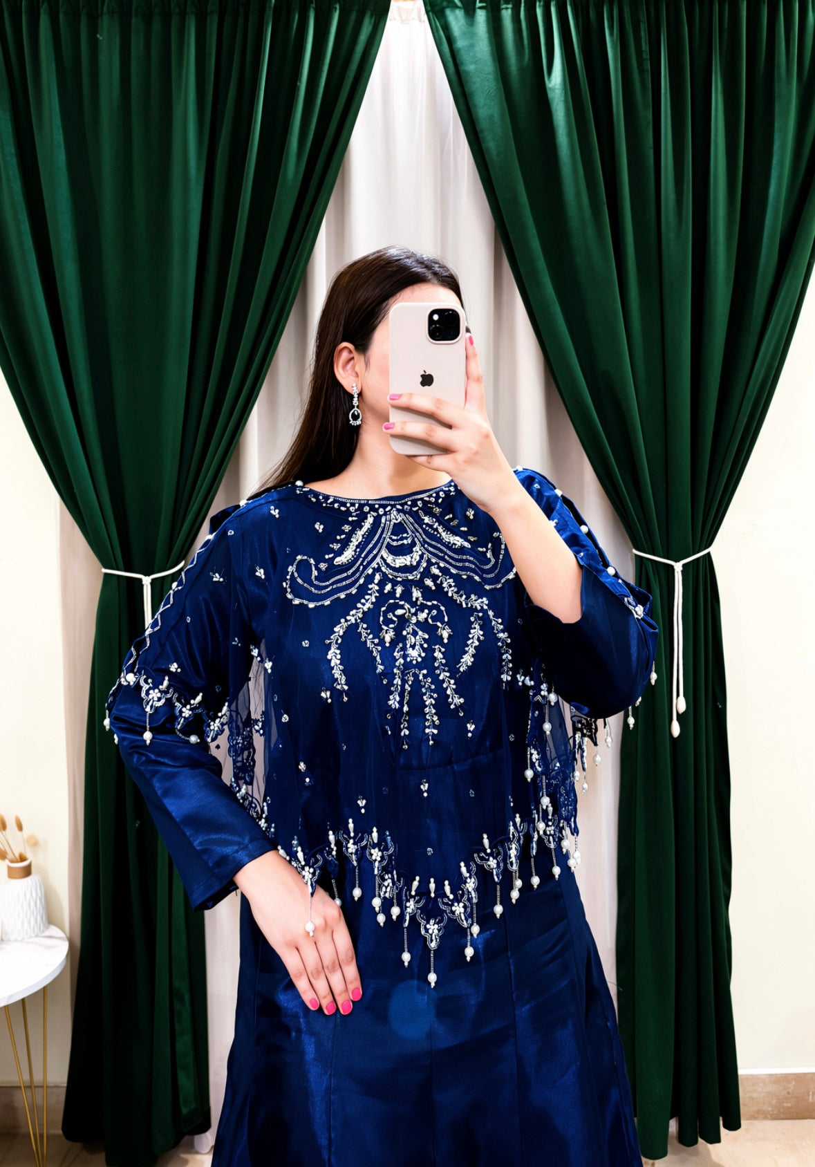 Serene in Sapphire Blue In Viora Majestic Cape & Luxe Crush  Flarry Maxi