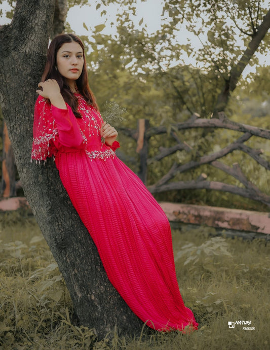 Shine in Pink With Lumière Lines Cape & Embellished Crush Maxi